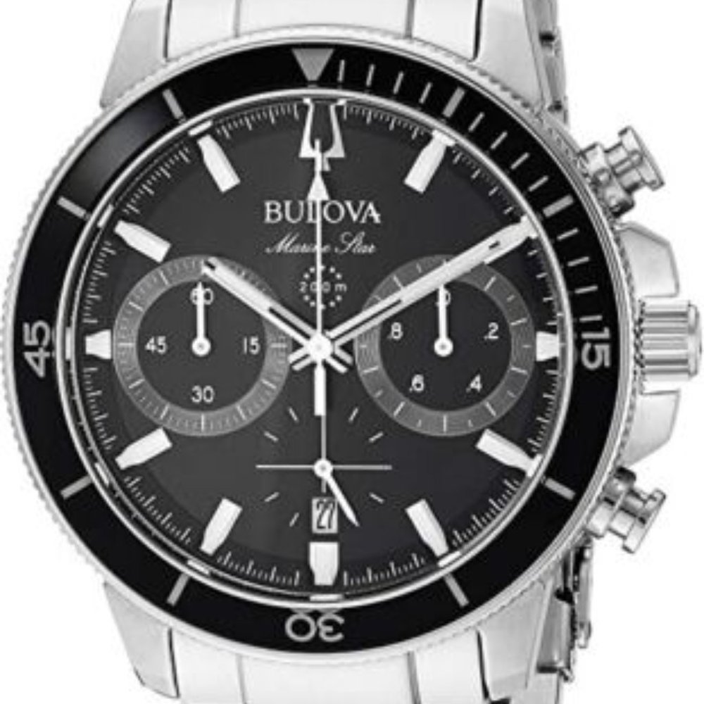 Bulova Marine Star Men's Black Dial Watch! New